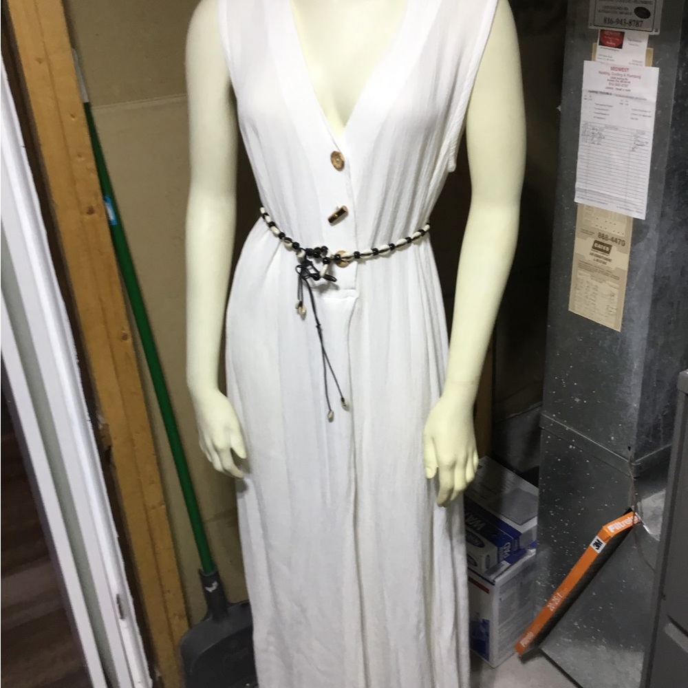 Barbara Lesser White Linen Maxie Dress
